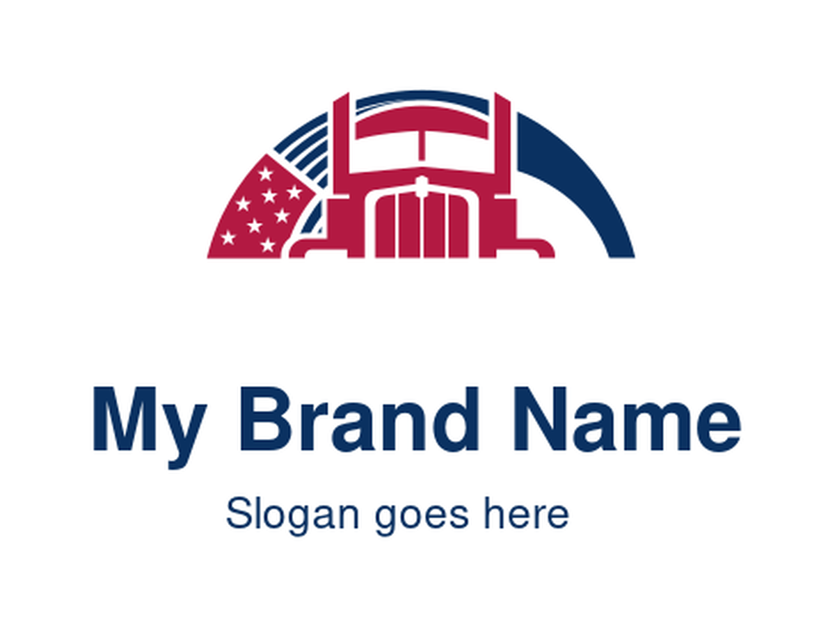 Patriotic Red and Blue Truck with Stars and Stripes Logo Design for Transportation Brands